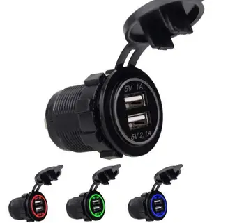 

200pcs newest 5V 3.1A Dual USB Charger Socket Adapter Power Outlet for 12V 24V Motorcycle Car high quality
