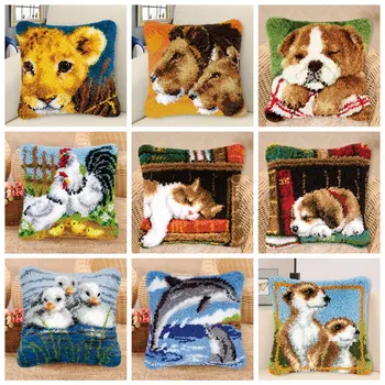 

Prajna Cushion Kits Pillow Mat Latch Hook DIY Craft Tiger Animal Patterns Cross Stitch Needlework Crocheting Cushion Embroidery