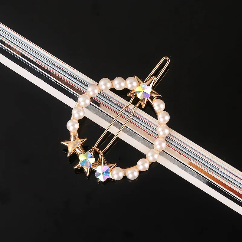 

HOBUN BJR059 Fashion Pearl hair Clips for Women Geometric Shape Hairpin Headwear Elegant Korean Barrettes Girl Hair Accessories