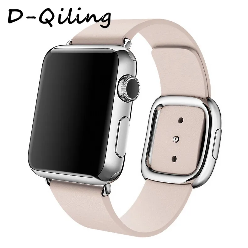 D-Qiling ремешок из натуральной кожи для apple Watch band 4(iwatch 5) 44 мм 40 мм apple watch 3 2 1 ремешок 42 мм 38 мм современные ремешки с пряжками