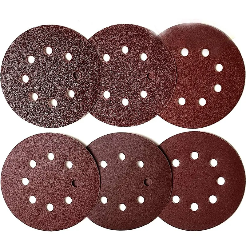 60 Pieces 5 Inch 8 Holes Sanding Discs Hook And Loop Sandpaper Backing