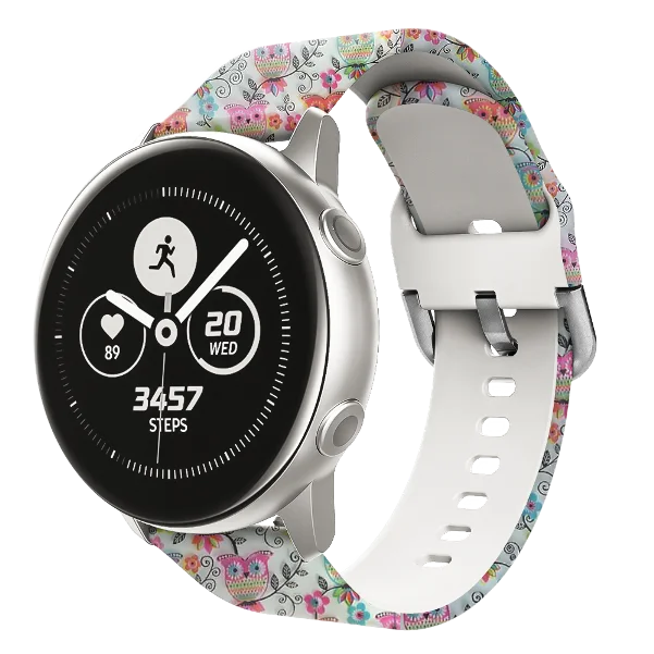 20 мм ремешок для часов с принтом для samsung Galaxy Watch Active 2 ТПУ резиновый сменный Браслет для Galaxy Watch Active - Цвет ремешка: Owl