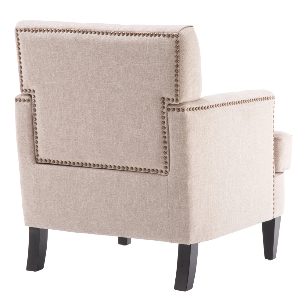 ?US Warehouse?Classical Fabric Sofa Single Sofa with Button Beige?71*80*86CM? Free Shipping to USA Drop Shipping