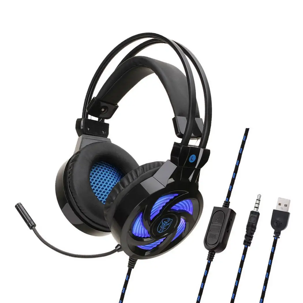 black for ps4 Head-mounted Headphones illuminate Active Noise Cancelling Wired Headphones Foldable Deep Bass Bluetooth Headset - Цвет: black for ps4