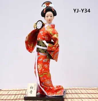 

MYBLUE 12Inch Japanese Geisha Kimono Doll With Drum Sculpture Japanese House Figurine Home Room Decoration Accessories