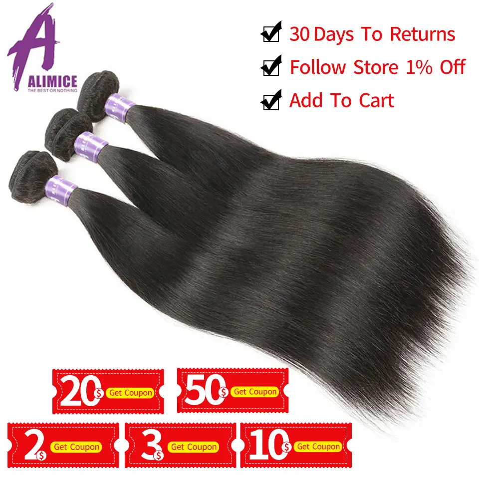 Online Alimice Indian Straight Hair Bundles With Frontal 13X4 Lace frontal With Bundles Remy Indian Hair Weave Human Hair Extensions