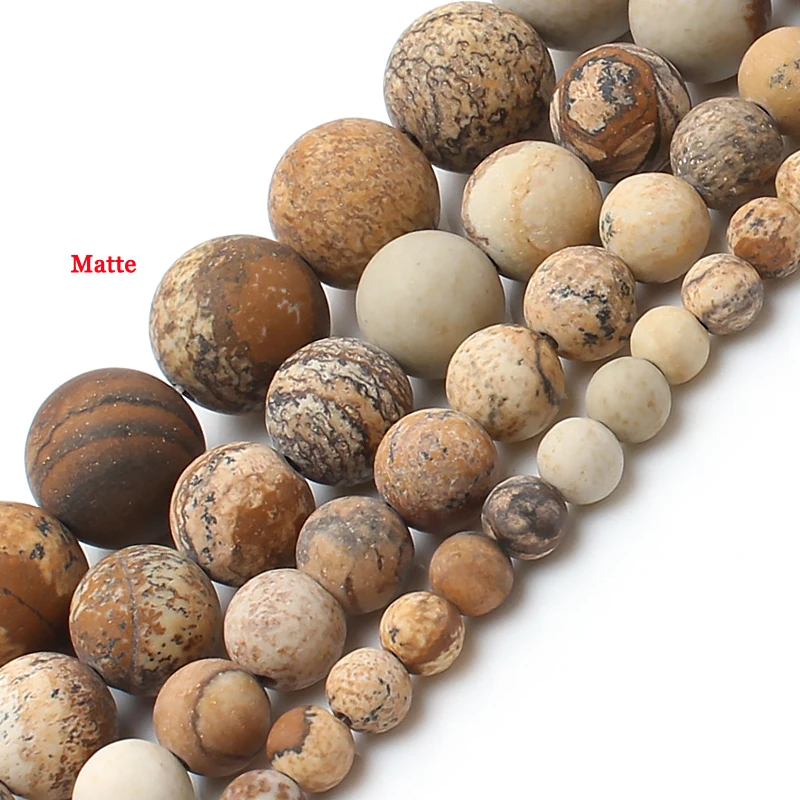 

natural dull polish matte picture Jaspers stone beads for jewelry making 15inches natural stone beads 4/6/810mm