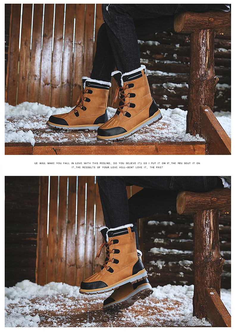 Fhlyiy Brand New Quality Waterproof Snow Boots Super Warm Plush Men's Boots Winter Fur Ankle Boots Comfortable Motorcycle Boots