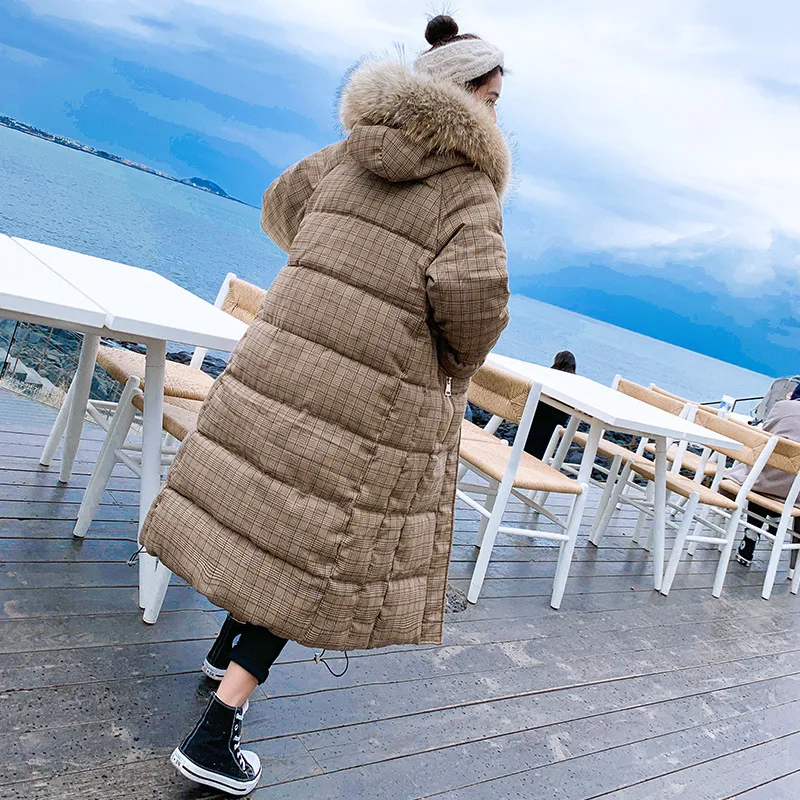 

2019 New Style down Feather Women's Mid-length Thickening Large Fur Collar Fashion Version of the Cotton Coat Agent