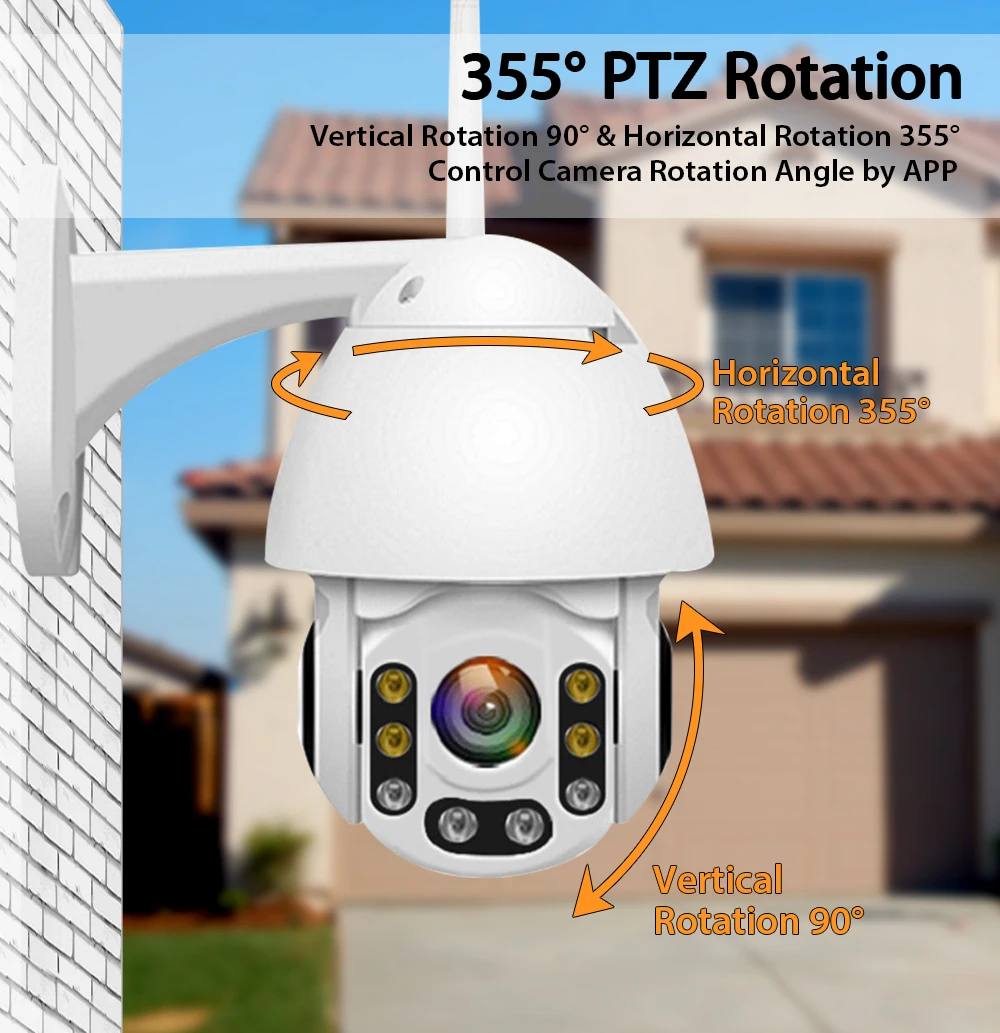 

1080P WiFi IP Camera Motion Detect Auto-Tracking PTZ 4X Zoom 2-way Audio P2P CCTV Security Outdoor Dome Cam