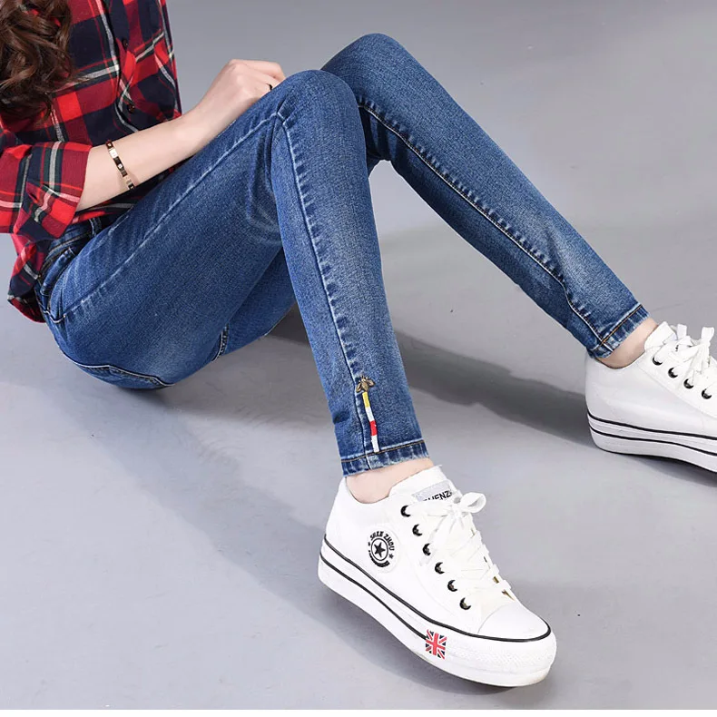2916 Весна стрейч джинсы скинни для женщин мода Slim Fit корейская мода высокое качество средняя талия размер 26-32