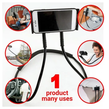 

2020 New Flexible Mobile Phone Holder Hanging Neck Lazy Bracket Bed 360 Degree Phones Holder Stand For iPhone Dropshipping
