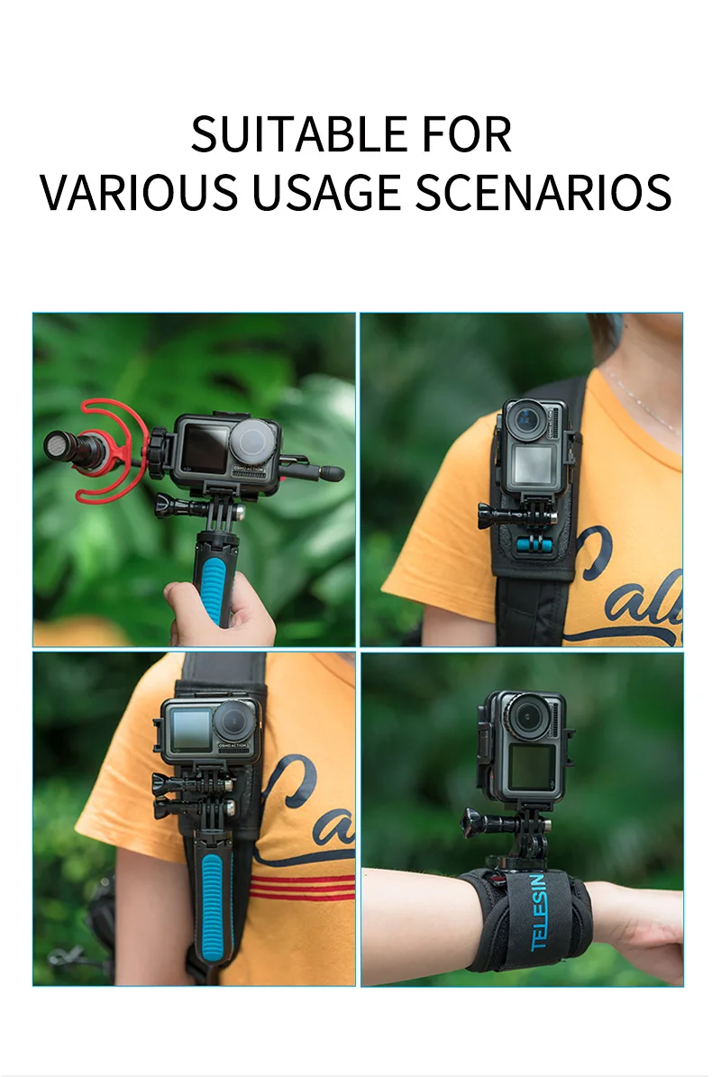 Вертикальный защитный чехол-рамка для DJI Osmo Action с холодным башмаком светящийся микрофон корпус фары крепление Спортивная камера аксессуар