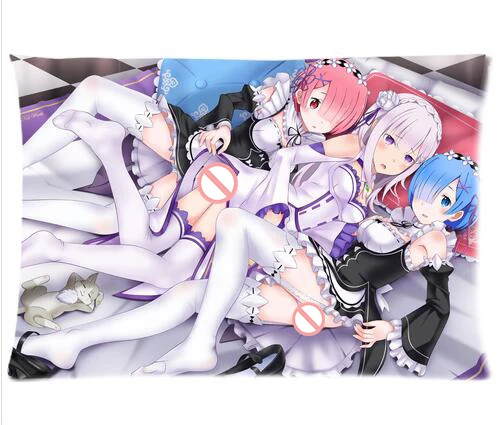 Аниме Re Zero Kara Hajimeru Isekai Seikatsu чехол для подушки с персонажами Rem чехол для подушки на заказ на молнии прямоугольный чехол для подушки