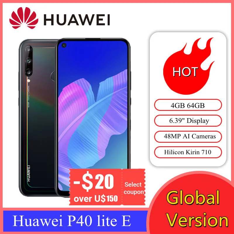 Оригинальные мобильные телефоны Huawei P40 Lite E 4 ГБ 64 AI камеры 48 МП экран 6 39 дюйма FHD