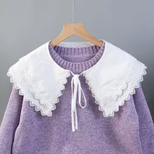Lenço de gola falsa para mulheres camisa destacável colares doce laço branco colar falso falso col feminino nep kraagie