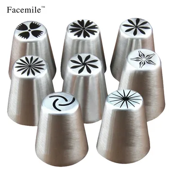 

8pcs/set Flower Russian Icing Pipiping Nozzle Cake Decorating Tips Stainless Steel Icing Nozzle Pastry Baking Tools Cake Tools