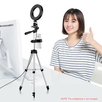 

LED Ring Light Phone Live Lighting Kit 6.3inch/16cm 2700K~6500K Bi-color Dimmable Max. Height 110cm Portable Tabletop Tripod