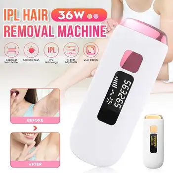 

Painless Epilator 500000 Flash IPL Hair Removal Women Epilator 5 Gear For Face Body Remover Devices Rechargeable LCD Display