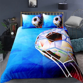 

Sports Style Football Basketball Boy Bedroom Three-Piece Quilt Cover 1 Pillowcase 2 Printed Personality Home Full Size