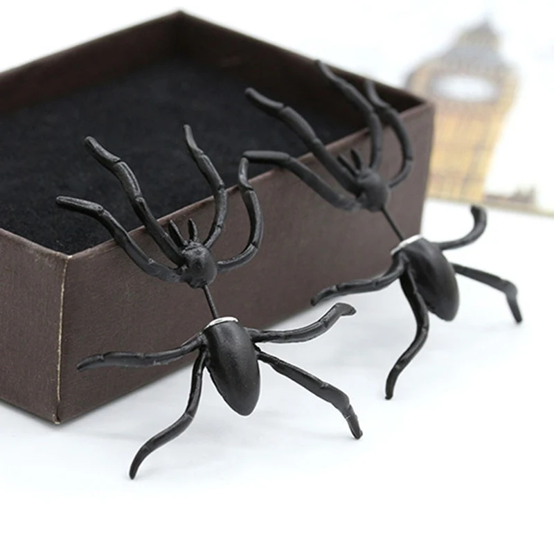 Украшение на Хэллоуин 1 штука 3D жуткий Черный Паук Серьги гвоздики для Haloween