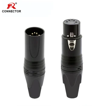 

1PC XLR Cable Connector, 5Pins XLR Male Plug or Female Jack Adapter for Microphone/MIC, Zinc Alloy Case+Copper Contact