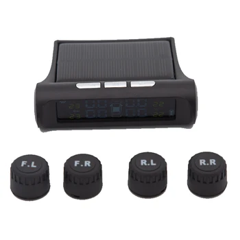 

Solar TPMS Car Tire Pressure Alarm Sensor Monitor System LCD Display Auto Alarm Tool Wireless 4 external Sensor