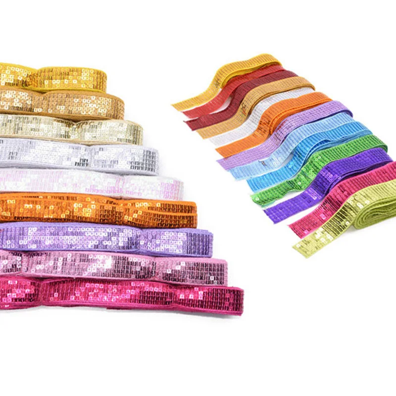 

5 Yards Multicolor Shinning Lace Sequin Trim 2.5cm DIY Lace Trims for Hand Craft Sewing Garments Headdress Wedding Decoration