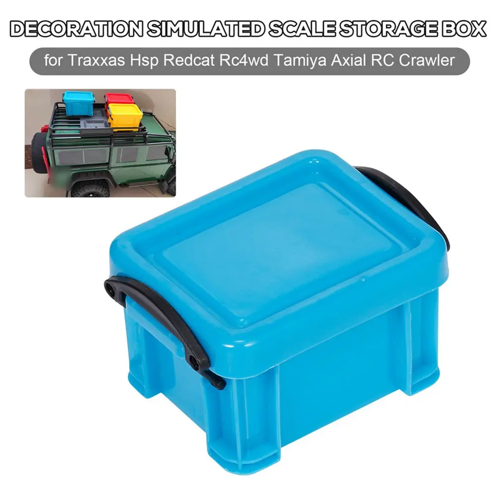 

Rc Climbing Car Accessories 1:10 Crawler Toolbox Roof Trailer Equipment Decoration Blue Plastic Square Storage Box