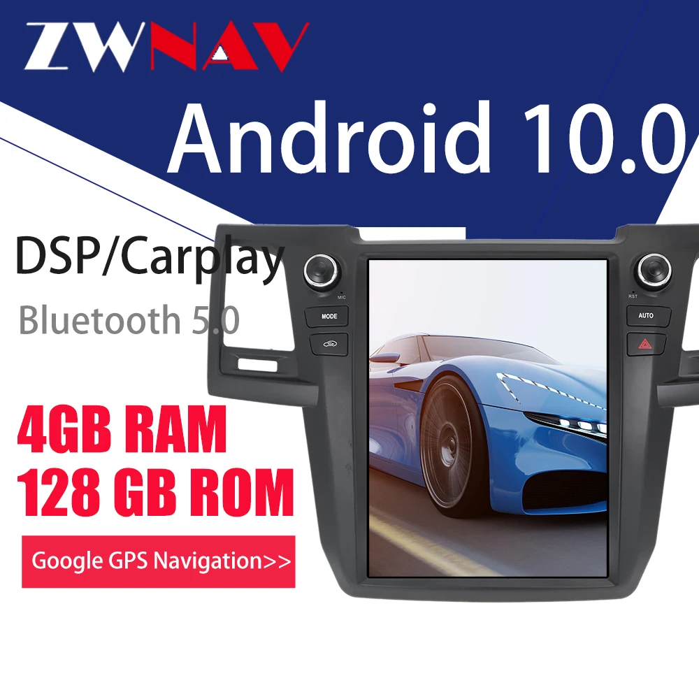 

128G Tesla Screen For TOYOTA Fortuner HILUX Revo 2005-2015 Android10 Car Multimedia Player Radio Audio GPS Auto Stereo Head Unit