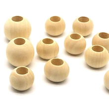 20 Uds 30 50mm bebé cuentas de madera de dentición haya masticables juguetes Ecofriendly redonda mordedor de cuentas para bebé arte y joyería DIY Accesorios