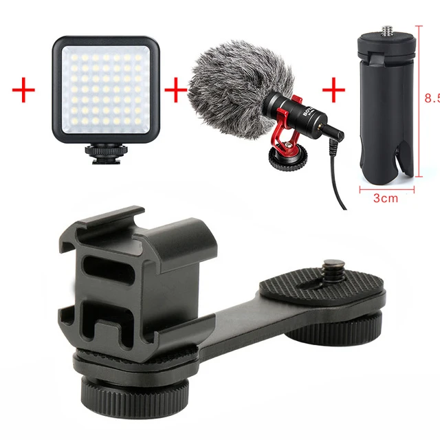 Для DJI Osmo Mobile 3 2 Аксессуары тройное крепление Горячий башмак шарнирный адаптер удлинитель кронштейн для Zhiyun Smooth 4 Q2 osmo pocket - Цвет: Синий