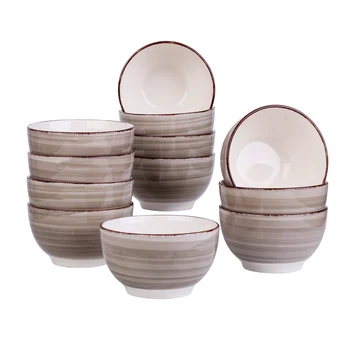 

Vancasso Bella-C 4/8/12-Piece 750ML Porcelain Vintage Handpainted Ceramic Soup/Mixing/Fruit/Noodle/Ramen Large Serving Bowl Set