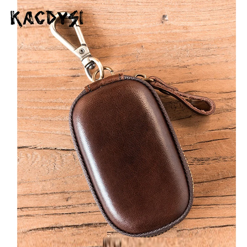Унисекс держатель ключей для автомобиля из натуральной воловьей кожи мужская и