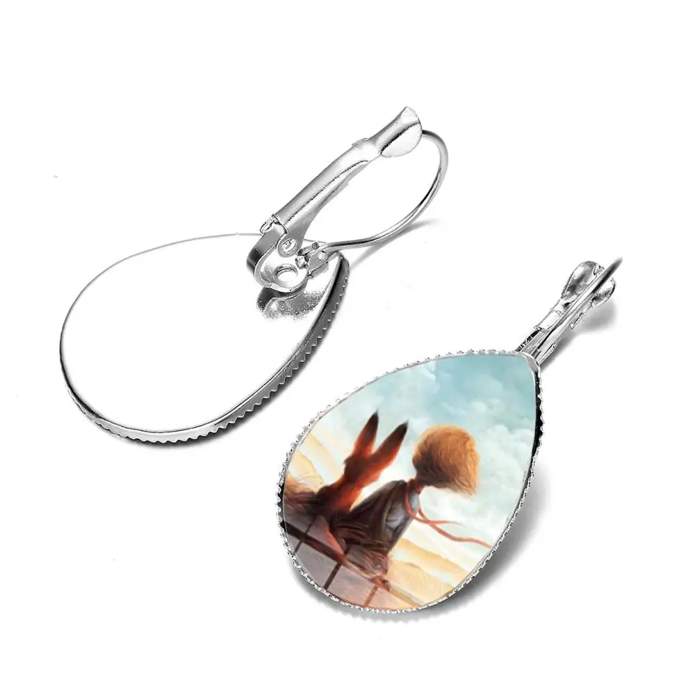 Style 23 SONGDA Brand Cute Little Prince Earrings Le Petit Prince Fairy Tale Cartoon Collection Glass Photo Cabochon Water Drop Earrings - Окраска металла: Style 23