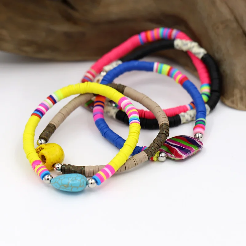 VONNOR Handmade Fashion Fimo Bracelets for Women Jewelry boho Shell Stone Crystal Strand Bracelet Femme Accessories