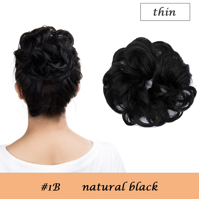HAIRRO 80g Straight Donut Chignon Hairpieces Synthetic Ombre Elastic Updo Chignon Fluffy Messy Scrunchies Hair Bun For Women 1B-28g