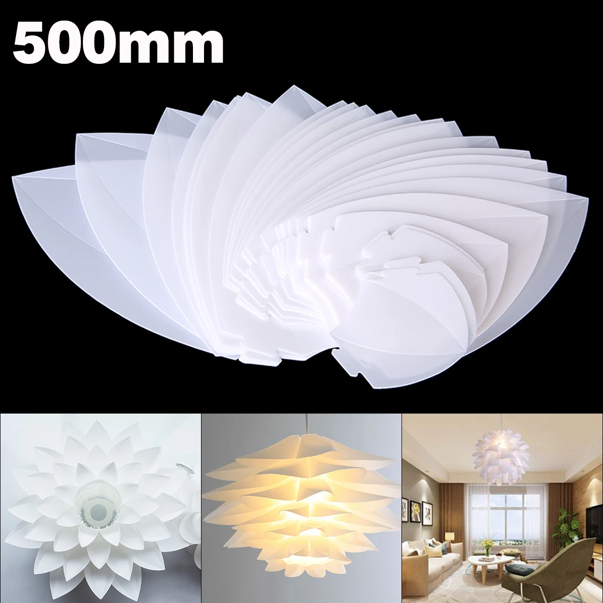 50cm Modern DIY Lotus Lampshade Jigsaw Chandelier Light Shade Home Cafe Bar 
