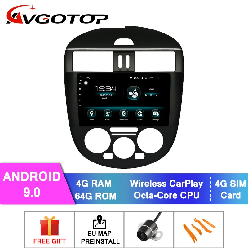 Sale AVGOTOP Octa-Core Android 9.0 Indash Car Dvd Player FOR NISSAN 2011-2015 TIIDA Manual Air-Conditioner version 0