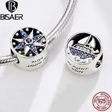 BISAER, талисманы для путешествий, 925 пробы, серебряный, для путешествий, бусины мечты, корабль, путешествия, сны, талисманы, подходят для женщин, браслеты, сделай сам, ювелирные изделия ECC1197