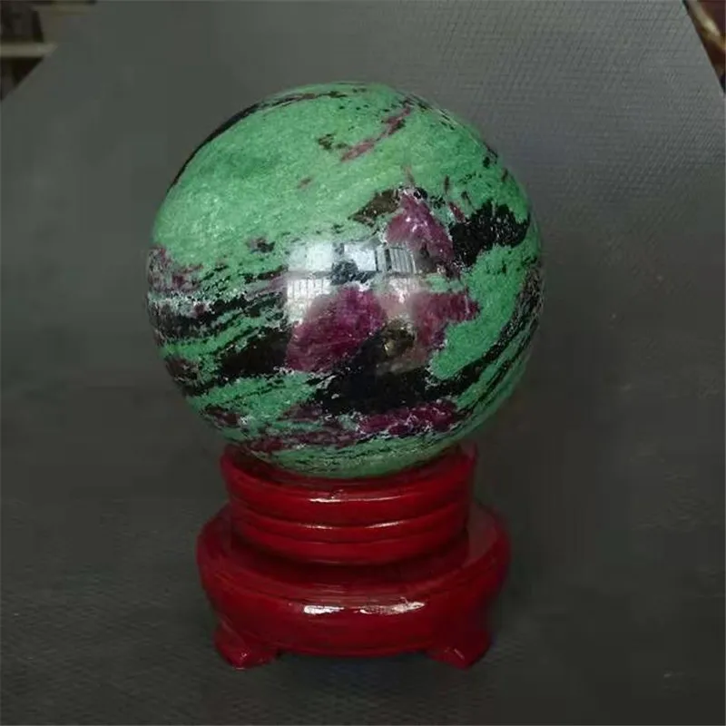 80 мм Природный камень полированный Epidote круглый камень рубин Zoisite хрустальный шар для продажи