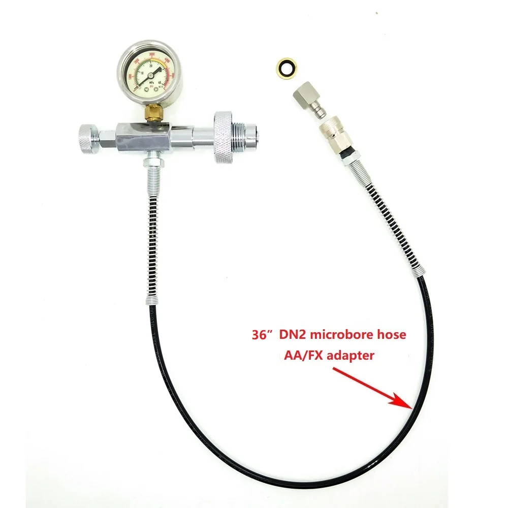 36in hose w AA FX QD Пейнтбол PCP заполняющая станция 300 бар/4500psi Din наполнение зарядки адаптер с 2" /36" DN2 микроотверстие шланг - Цвет: 36in hose w AA FX QD