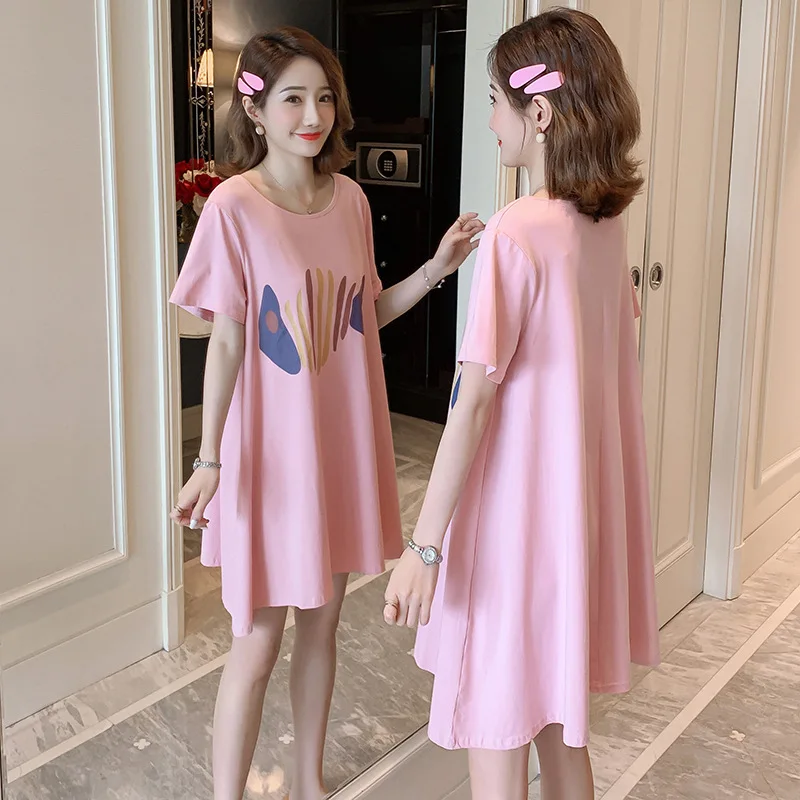 

2020 New Style Maternity Clothes Summer Wear Fish Bone T-shirt Dress Maternity Top