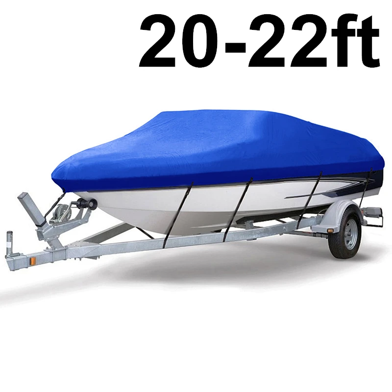 11ft-22ft 210D Trailerable Чехлы для лодок водонепроницаемые непромокаемые защита от солнечных лучей защита для катера, покрытие для рыбалки, лыж D45 - Цвет: Синий