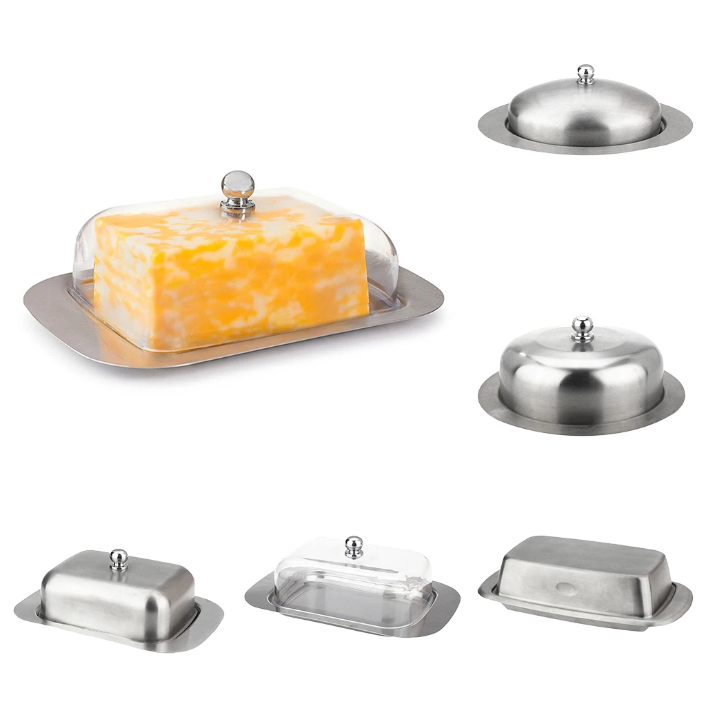 Stainless Steel Butter Dish Cake Dessert Bread Serving Tray Buffet Food Container Furit Salad Steak Storage Box 