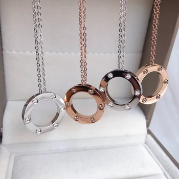 

Love Pendant Necklace Titanium Steel Rose Gold Pendant Party Wedding Necklace Classical Never Fade Fashion Jewelry without box