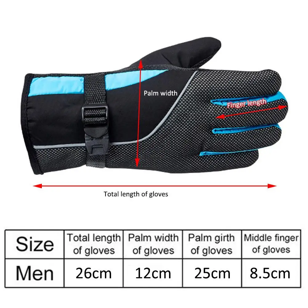 1 Pair Night Reflective Design Winter Warm Gloves Windproof Waterproof Anti-slip For Outdoor Sport Cycling Riding Skiing Mittens