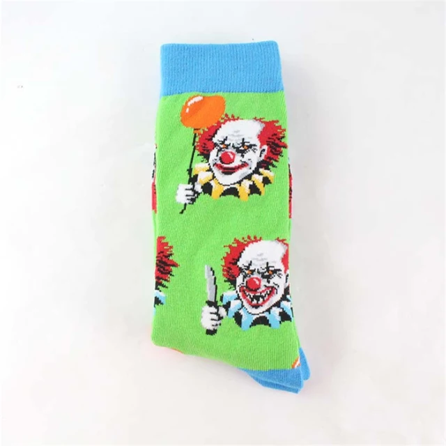 Cartoon Cotton Sock Men Fashion Retro Painting Clown Monkey Skull Cat Print Mid Mens Socks New Arrival Novelty Funny Crazy Sock SK119-7