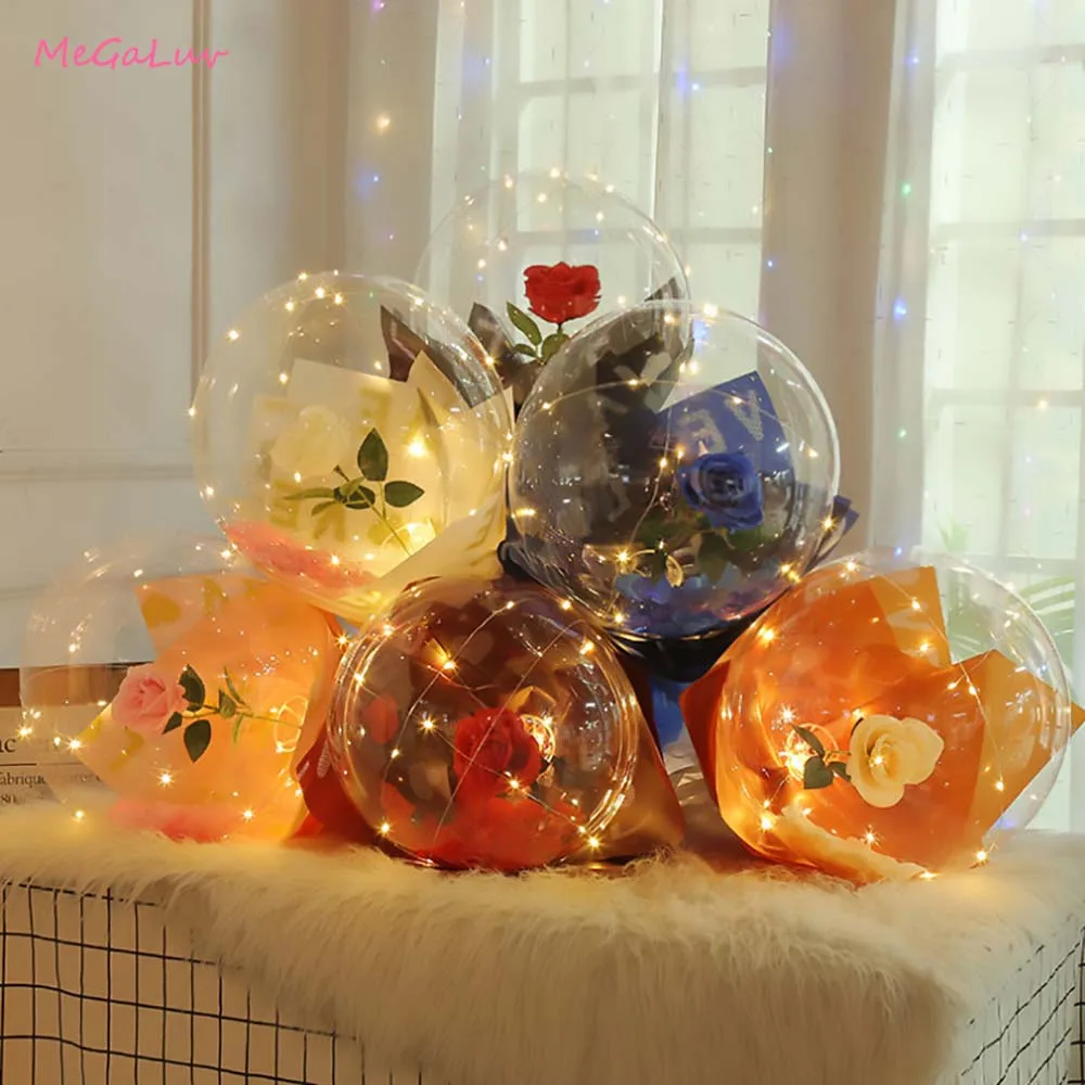 

Led Light Rose Balloons Birthday Party Decoration Valentine's Day Gift Wedding Decoration Christmas Led Balloon Rose Bouquet