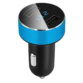 

Voltage Monitor Multifunctional Thermostat Protection Aluminum Alloy 5V 3.1A LED Digital Display Round Dual USB Safe Car Charger